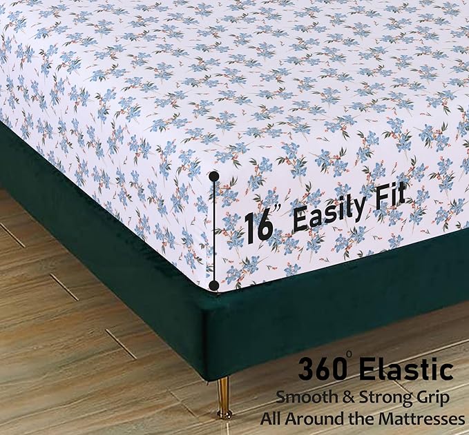 RUVANTI Flannel Sheets Full Size - 100% Cotton Double Brushed Bed Sheets Set, Deep Pockets 16 Inches, All Seasons Breathable & Extra Soft Full Sheets, Warm & Cozy, 4 Piece, Cloud Nine