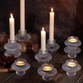 Glass Candlestick Holders -10Pcs Taper Candle Holders Clear Candle Sticks Holder Decor Ribbed Glass Votive Candle Holder for Table Centerpiece Wedding Christmas Dinner Party