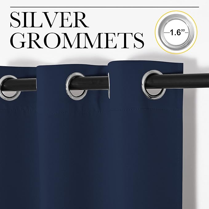 NICETOWN Room Separating Divider, Room Divider Curtain Screen Partition, Function Thermal Blackout Noise Reducing Curtain, Sliding Door Insulated Curtain for Patio, Navy, 8.3ft Wide x 9ft Long