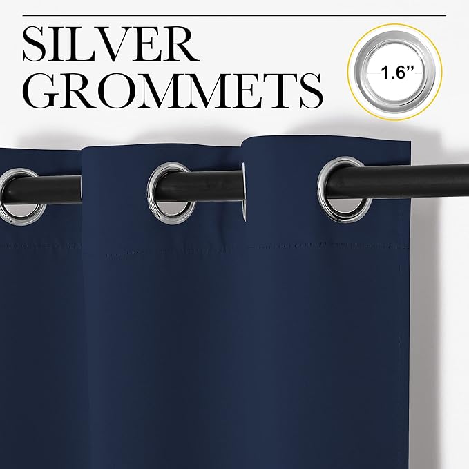 NICETOWN Room Dividers Curtains Screens Partitions, Premium Heavyweight Laundry Divider for Office, Vintage and Sliding, Including 16 Silver Ring Top (1 Panel, 20ft Wide x 7ft Long, Navy)