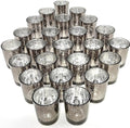 24 Pcs Black Votive Candle Holders, Speckled Mercury Black Glass Candle Holder Bulk for Wedding Centerpiece Table Decor, Tea Lights Candle Holder for Valentines Day Decor, Home Decor