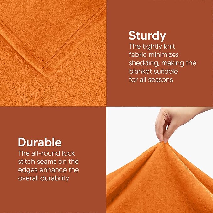 Utopia Bedding Fleece Blanket King Size Burnt Orange 300GSM Luxury Fuzzy Soft Anti-Static Microfiber Bed Blanket (90x102 Inch)