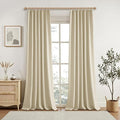 100% Blackout Pinch Pleated Linen Curtains 108 Inches Long, Extra Long Pinch Pleated Drapes with Hooks, Soft Thick Linen Curtain Panels for Sliding Door Modern Farmhouse,60x108, Natural Beige,2 PCs
