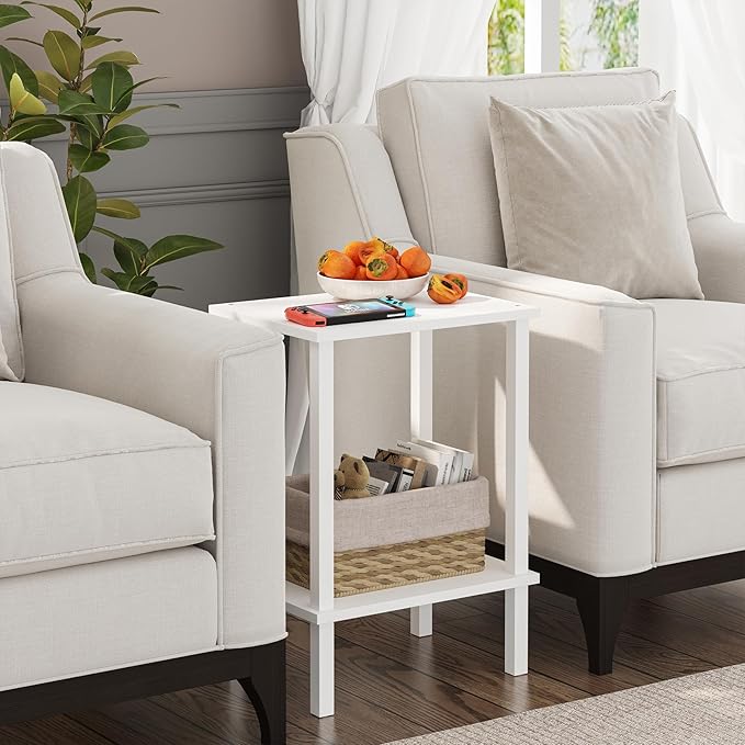 TUTOTAK End Table, Side Table, Nightstand, 2-Tier Storage Shelf, Sofa Side Table for Small Space, Living Room, Bed Room V1TB01BW034