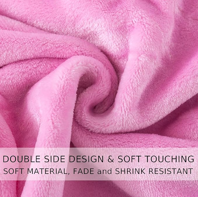 Flannel Fleece King Size Summer Blanket All Season 350GSM Lightweight Throw for The Bed Extra Soft Brush Fabric Winter Warm Sofa Blanket 90" x 108"(Pink King)