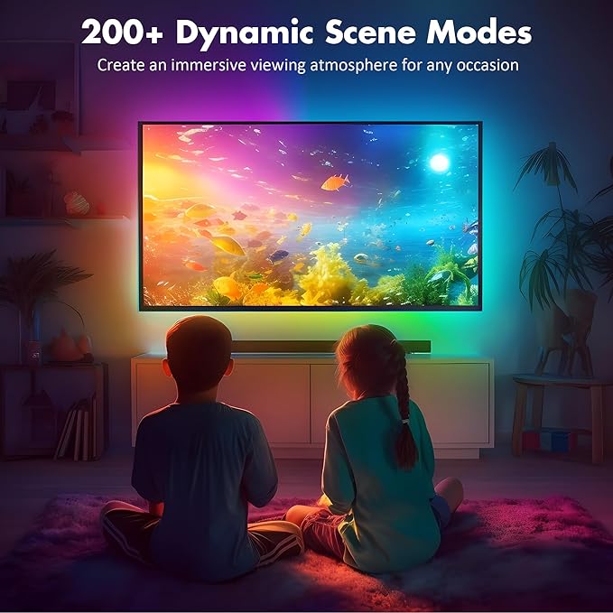 Maylit ICRGB TV LED Backlight, App Control LED Lights for 71-75in TV/Monitor, Music Sync Color Changing TV LED Strip Lights for Home Decor, USB Powered Gaming Accessories Lights for Bedroom Room Decor