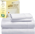 California Design Den Queen Sheet Set - 400 Thread Count Sateen, Natural 100% Cotton Sheet Set Queen Size, Deep Pocket Cooling and Durable Bedding - Pinstriped
