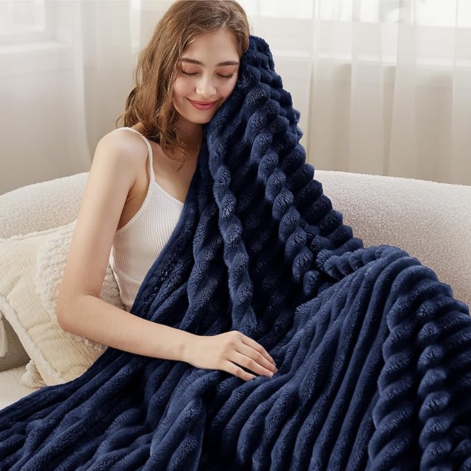 Bedsure GentleSoft Blue Fleece Blanket for Couch - Cozy Soft Blankets for Women, Cute Small Throws for Girls, 50x70 Inches