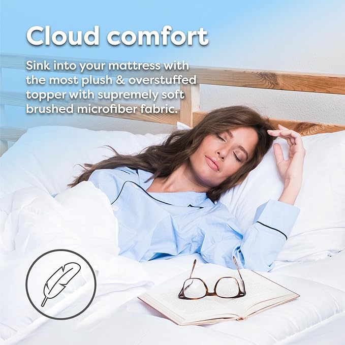 HOSPITOLOGY PRODUCTS Hypoallergenic Mattress Cover- Overstuffed - Deep Pocket - Goose Down Alternative Pillow Top Mattress Topper Full XL- 54" W x 80" L