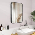 20"x30" Brushed Matte Black Mirror for Wall, Rounded Rectangle Mirror with Metal Frame Hanging for Bathroom Entryway Vanity,Living Room,Bedroom,Vertical or Horizontal