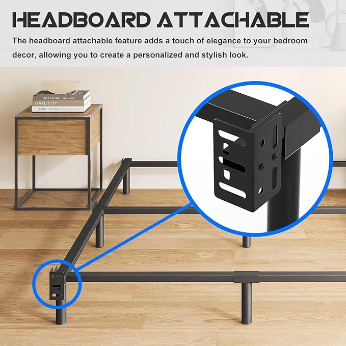 7 Inch Twin Bed Frame, Compatible with Most Brand Box Spring Or Mattress, 6-Leg Support Bed Base, Noise-Free, Easy Assembly, Black