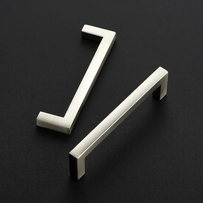 Ravinte 15 Pack Solid 4 Inch Center to Center Slim Square Bar Drawer Handles Kitchen Cabinet Handles Brushed Nickel Drawer Pulls Kitchen Cabinet Hardware Kitchen Handles Cabinet Pulls