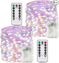 2 Pack Christmas Battery Operated Fairy Lights with Remote, 66FT 200LED Waterproof Battery Christmas Twinkle Lights with Timer, String Light for Bedroom Christmas Decorations (Multicolor)