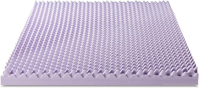 Best Price Mattress 4 Inch Egg Crate Memory Foam Mattress Topper with Soothing Lavender Infusion, CertiPUR-US Certified, Dorm Essentials, Queen