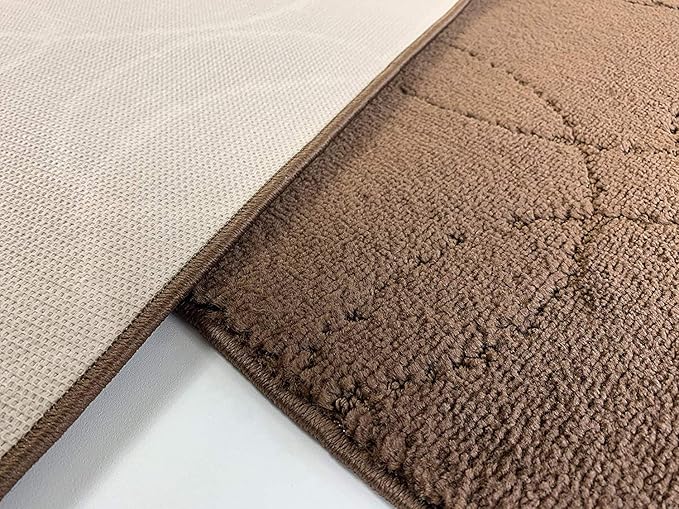 Custom Size Modern Geometric Pattern Carpet Runner Rug for Hallways, Slip Resistant Latex Rubber Backed, 31 inch Wide X Customized Length, Circles Brown, 31 inch X 28 feet