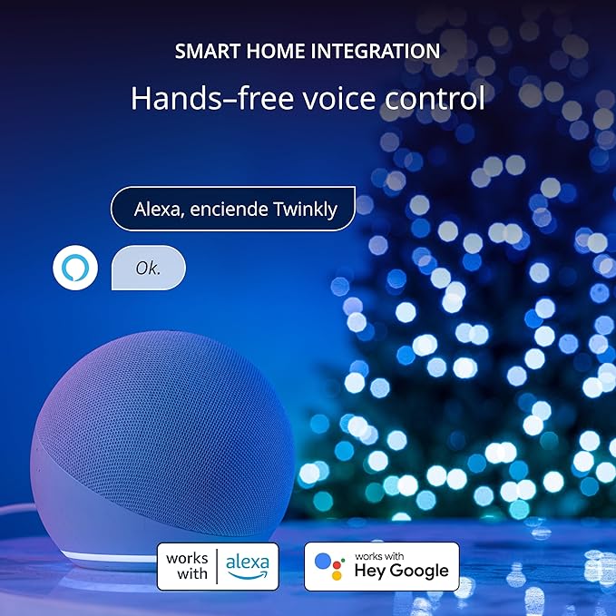 Twinkly Strings 100 LED RGB, LED Light String for in- and Outdoor, Smart LED Lights, Mappable LEDs, Compatible with Alexa and Google Home, IP44, Controlled by App, Green Wire, 8m