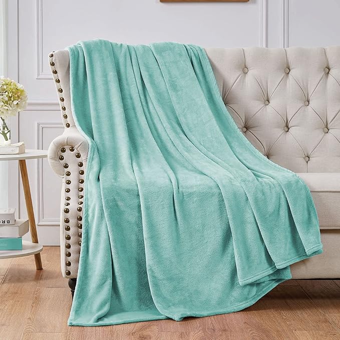 Walensee Fleece Blanket Plush Throw Fuzzy Lightweight (Twin Size 60x80 Light Blue) Super Soft Microfiber Flannel Blankets for Couch, Bed, Sofa Ultra Luxurious Warm and Cozy for All Seasons