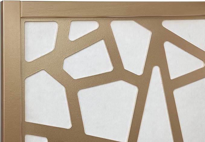 Roundhill Furniture Giyano 4 Panel Screen Room Divider, Gold
