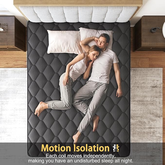 Full Mattress, 12 Inch Mattresses Hybrid Euro Top Mattress Medium Firm for Back & Lumbar Support, 100 Night Trial, Individual Pocket Spring Bed for Motion Isolation & Pressure Relief