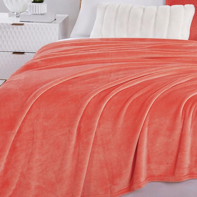 Walensee Fleece Blanket Plush Throw Fuzzy Lightweight (XL-Twin Size 66x90 Coral) Super Soft Microfiber Flannel Blankets for Couch, Bed, Sofa Ultra Luxurious Warm and Cozy for All Seasons