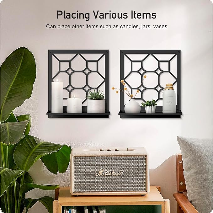 Classical Candle Wall Sconce, Black Bathroom Wall Decor, Farmhouse Wall Art for Living Room Bedroom Bathroom (2 Pack 11.8 x 13 in)