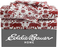 Eddie Bauer - Queen Sheets, Cotton Flannel Bedding Set, Brushed for Extra Softness, Cozy Home Decor (Arcadia Red, Queen)