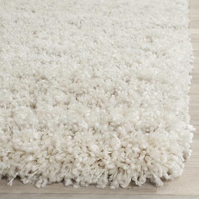 SAFAVIEH Arizona Shag Collection Area Rug - 8' Square, Ivory & Beige, Moroccan Design, Non-Shedding & Easy Care, 1.6-inch Thick Ideal for High Traffic Areas in Living Room, Bedroom (ASG741A)