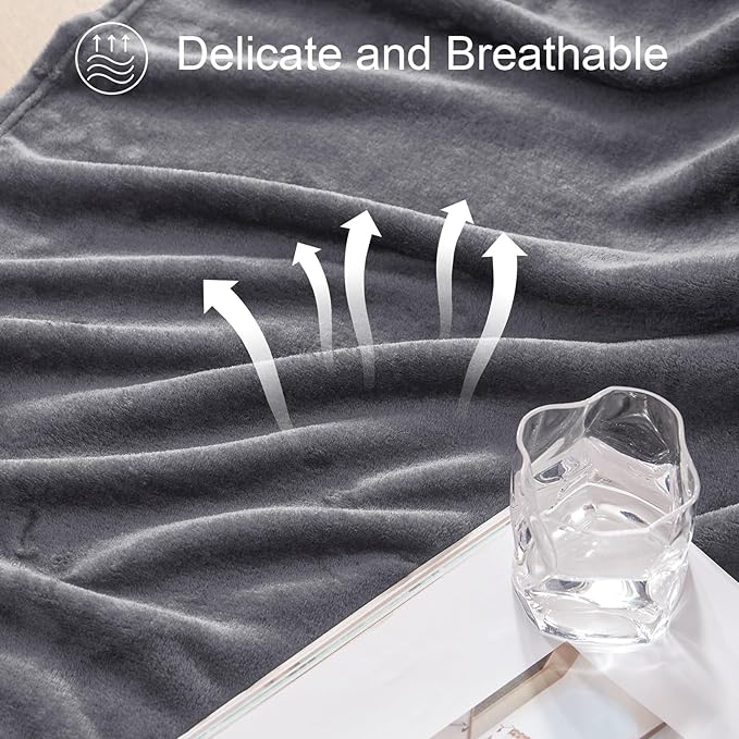 Exclusivo Mezcla Fleece Blanket King Size for Bed, Super Soft and Warm, All Season Use, Cozy, Plush, Lightweight, 120x120 Inches, Dark Grey