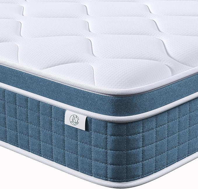 koorlian Queen Mattress 10 Inch, Hybrid Queen Bed Mattress with Individual Pocket Springs and Pressure-Relieving Memory Foam, Breathable, Medium Firm Mattress in a Box Queen Size 80"x60"x10"