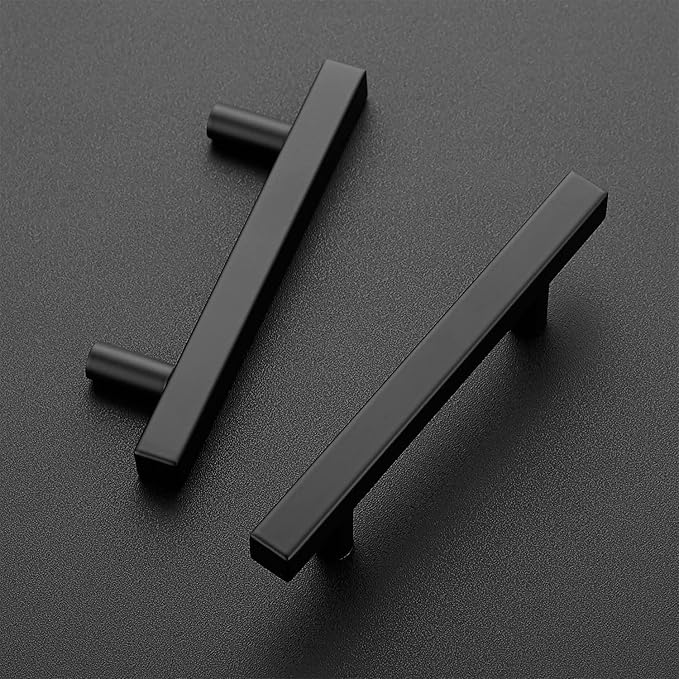 Ravinte Black Cabinet Handles 30 Pack 3-1/2 inch Matte Black Square Cabinet Pulls Kitchen Hardware 6 inch Overall Length Kitchen Drawer Pulls