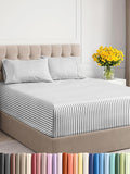 Extra Deep Twin Sheet Set - 4 Piece Breathable and Cooling Sheets - Hotel Luxury Bed Sheets Set - Easy Fit - Soft, Wrinkle Free and Comfy Sheets Set - Grey Striped Sheet Set with Extra Deep Pockets