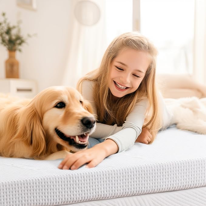 Subrtex Mattress Topper, Gel-Infused Memory Foam Mattress Topper, High Density Cooling Bed Topper Pad with Breathable Removable Fitted Cover CertiPUR-US Certified for Sofa Bed (4 Inch, Twin)