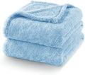 Exclusivo Mezcla Plush Fuzzy Fleece Bed Blanket Queen Size, Super Soft, Fluffy and Warm Blankets，Suitable for All Seasons (Light Blue, 90x90 Inches)