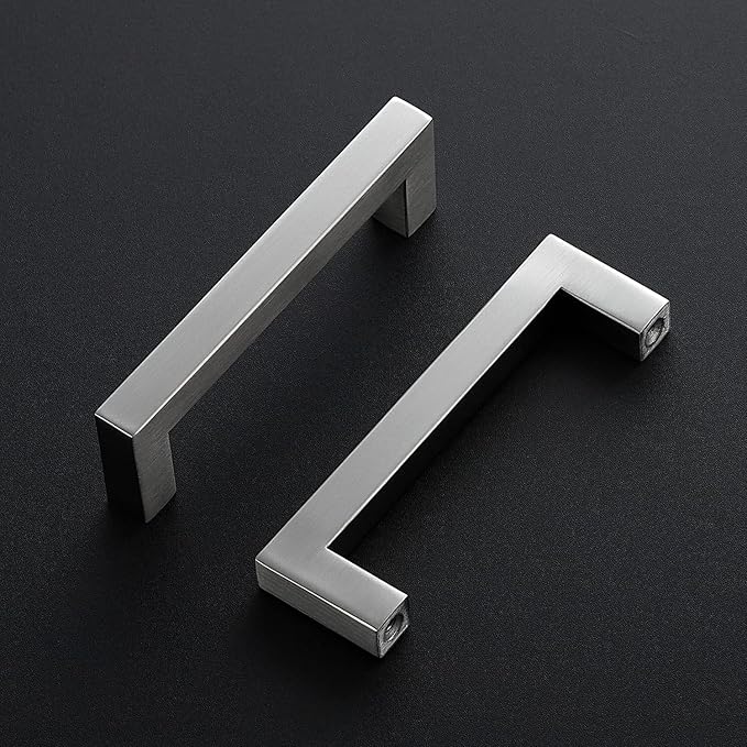 Ravinte 5 Pack Brushed Nickel Kitchen Cabinet Handles 4-1/2 Inch Cabinet Pulls Square Kitchen Hardware for Cabinet Drawer Pulls Drawer Handles Come with Screwdriver