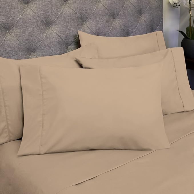 Cal King Size Bed Sheets - 6 Piece 1500 Supreme Collection Fine Brushed Microfiber Deep Pocket California King Sheet Set Bedding - 2 Extra Pillow Cases, Great Value, California King, Taupe