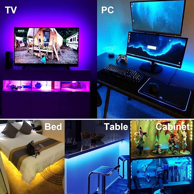 maylit Tv Led Backlight, 22.3ft Led Strip Lights for 85-100in Tv, Tv Lights kit with Remote, RGB Bias Lighting for Room Decor