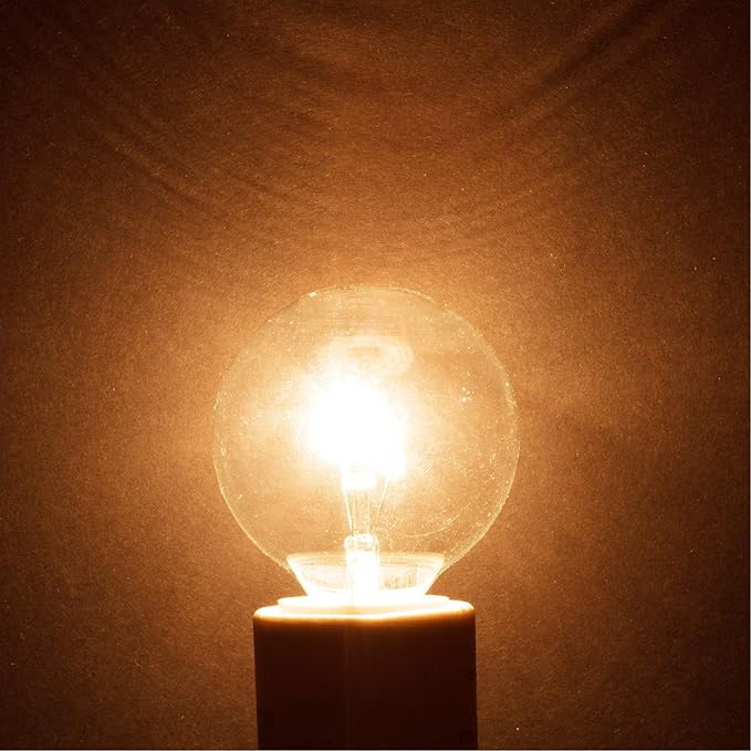 Simba Lighting Small Globe G16.5 Round Bulb 40W E12 Candelabra Base (10 Pack) for Chandelier, Ceiling Fan Light, Decorative Vanity Lights, Wall Sconce, Clear Glass 110V 120V, 2700K Warm White Dimmable
