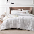 Bedsure Oversized Queen Comforter Set - Grayish White Soft Bedding for All Seasons, Cationic Dyed Bed Set, 3 Pieces, 1 Oversized Queen Size Comforter (98"x98") and 2 Pillow Shams (20"x36"+2")
