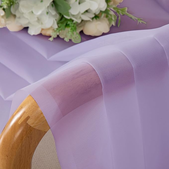 OWENIE Light Purple Sheer Curtains 54 Inch Length 2 Panels Set, Rod Pocket Voile Sheer Curtains & Drapes for Bedroom/Living Room, Soft Sheer Short Curtains for Windows, Total 84Wx54L inch, Lavender