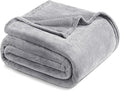 Exclusivo Mezcla Fleece Blanket King Size for Bed, Super Soft and Warm, All Season Use, Cozy, Plush, Lightweight, 90x104 Inches, Light Grey