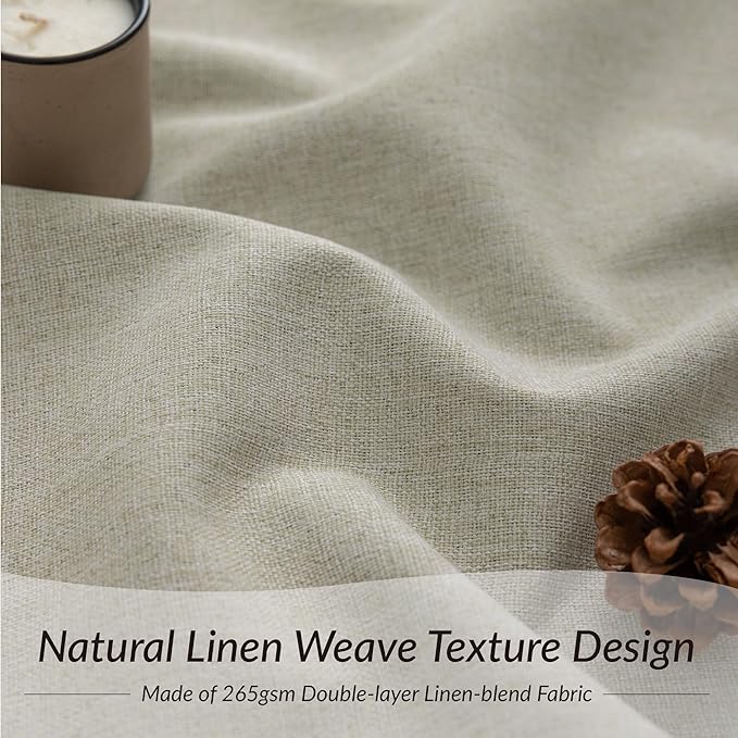 KangBang 95 Inch Pinch Pleated Linen Blackout Curtains for Sliding Glass Door, 60” Wide Pinch Pleat Curtains for Living Room French Door, Privacy Assured Elegant Modern Home Decor(60Wx95L,2 Panels)