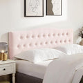 Tufted Upholstered Headboard Full Size, Sturdy and Durable Solid Wood Bed headboard, Fabric Headboard Adjustable Height from 37” to 51”, Modern Button Diamond Design Head Board, Pink