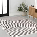 Eyely NCS101G-3 Odense High-Low Minimalist Angle Geometric Black/White 3 ft. x 5 ft. Area Rug, Black/White, 3 ft. x 5 ft., Indoor, Area Rug