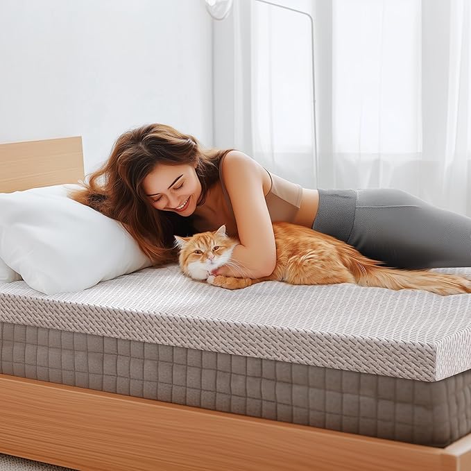 Subrtex Cover for Mattress Topper Queen Size 3 Inch (Only Cover) Mattress Topper Protector Bedding Removable Encasement with Zipper Closure