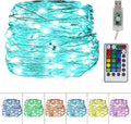 Twinkle Star Color-Changing Fairy Lights, 33Ft 100 LED Waterproof Mini String Lights Twinkle Lights, 16 Colors USB Silver Wire Lights with Adapter for Bedroom Room Garden Party Wedding Christmas Decor