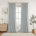 KangBang Pinch Pleated Blackout Curtains 108 Inches Long, 100% Blackout Pleated Linen Drapes for Living Room Hall Windows with Hooks, Soft & Vertical Window Panels(Fog Grey, 42x108 Inch,2 PCs)