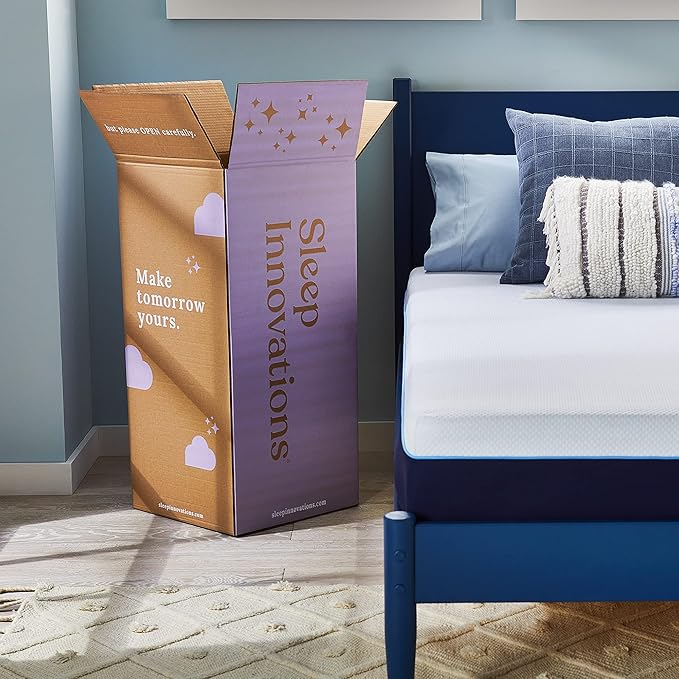 Sleep Innovations Marley 12 Inch Cooling Gel Memory Foam Mattress, Full Size, Bed in a Box, Medium Firm Support