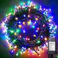 Blingstar Christmas Lights Multicolor 66 Ft 200 LED String Lights 30V Plug in Connectable Twinkle Lights 8 Modes Bright Green Wire Decorative Lights for Indoor Outdoor Xmas Tree Bedroom Holiday Party