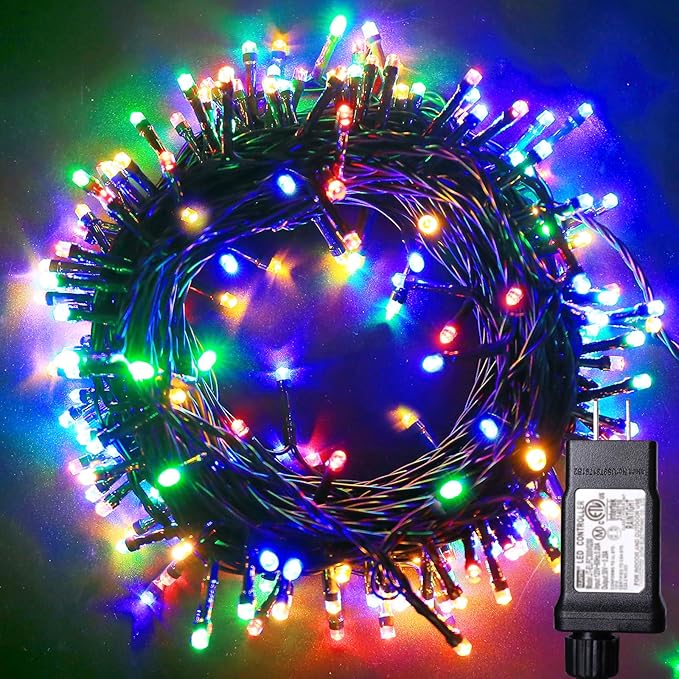 Blingstar Christmas Lights Colored String Lights 33 Ft 100 LED Waterproof Multicolor Twinkle Lights 8 Modes 30 V Plug in Fairy String Lights for Indoor Outdoor Xmas Tree Bedroom Garden Party Decor