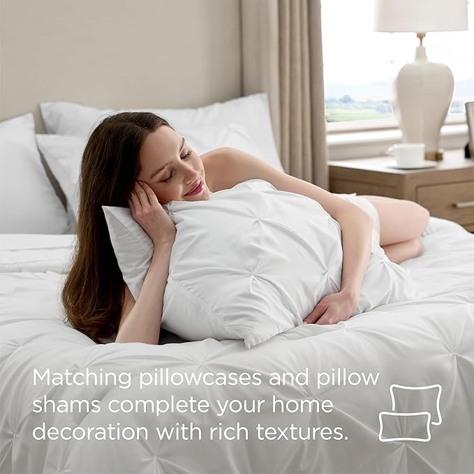 Bedsure Full Size Comforter Sets - Bedding Sets Full 7 Pieces, Bed in a Bag White Bed Sets with Comforter, Sheets, Pillowcases & Shams, Adult & Kids Bedding